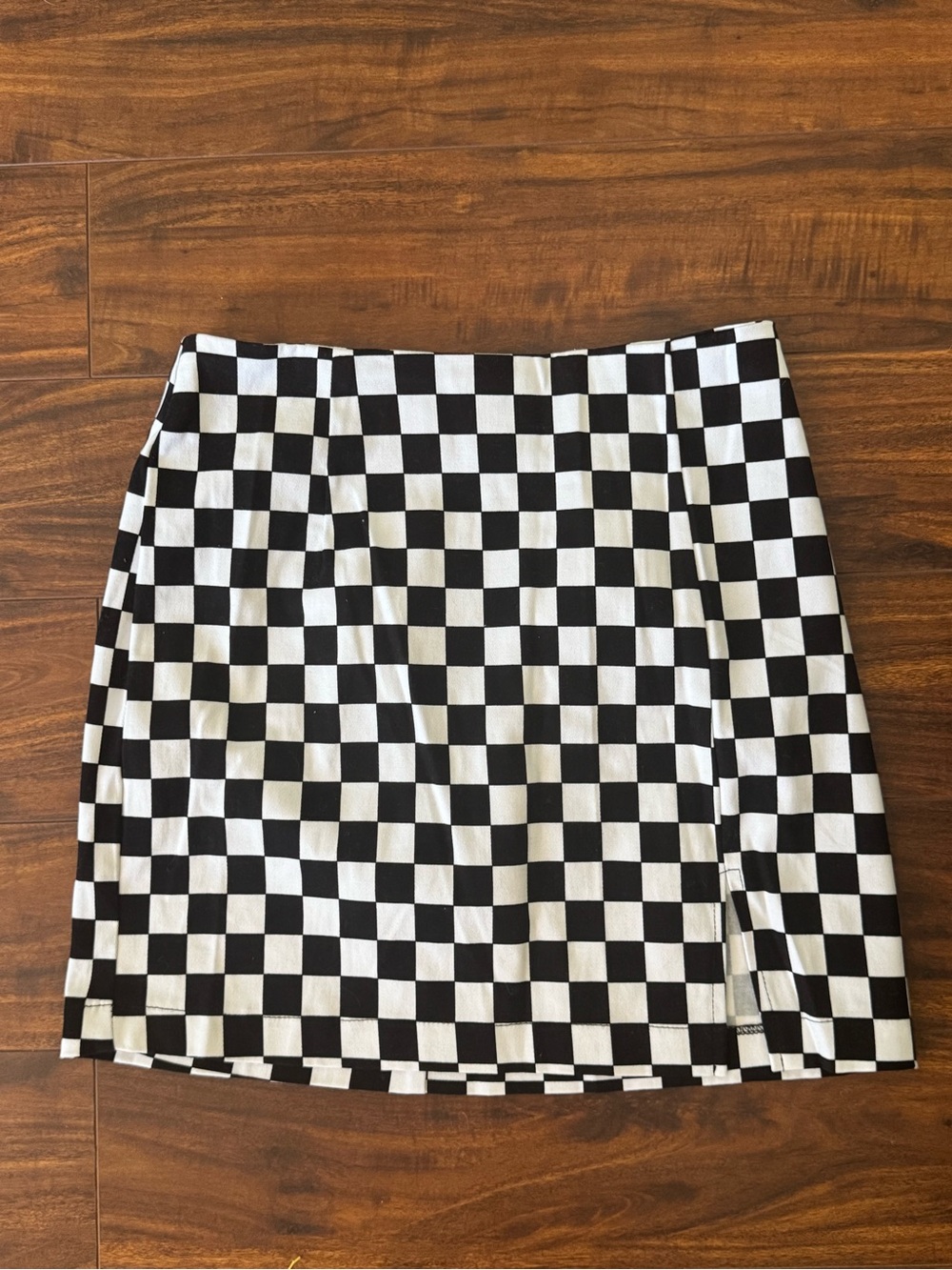 Checkerboard Black and White Mini Skirt - Modern A-Line